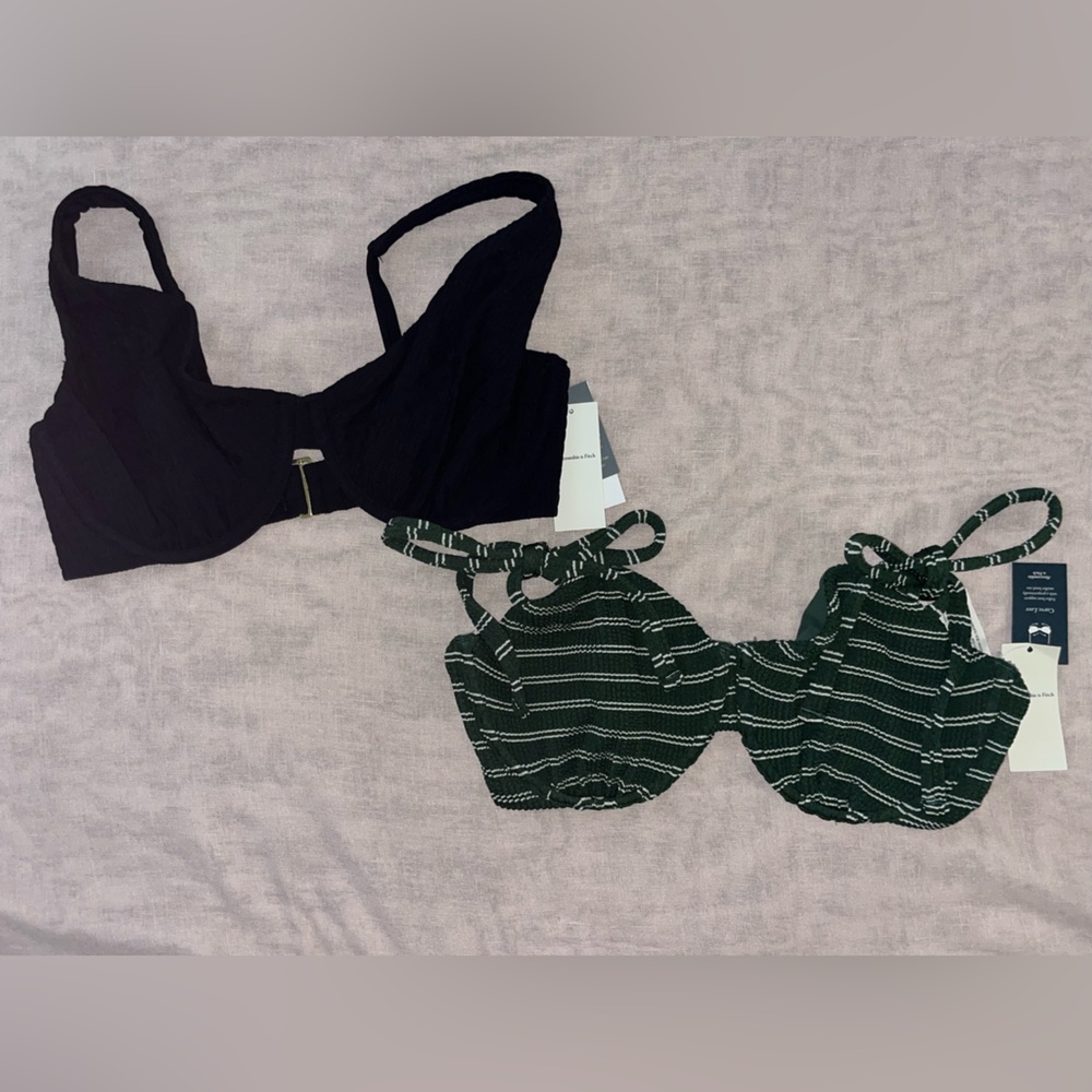 Black and Green Striped Bikini Set tops only. NWT